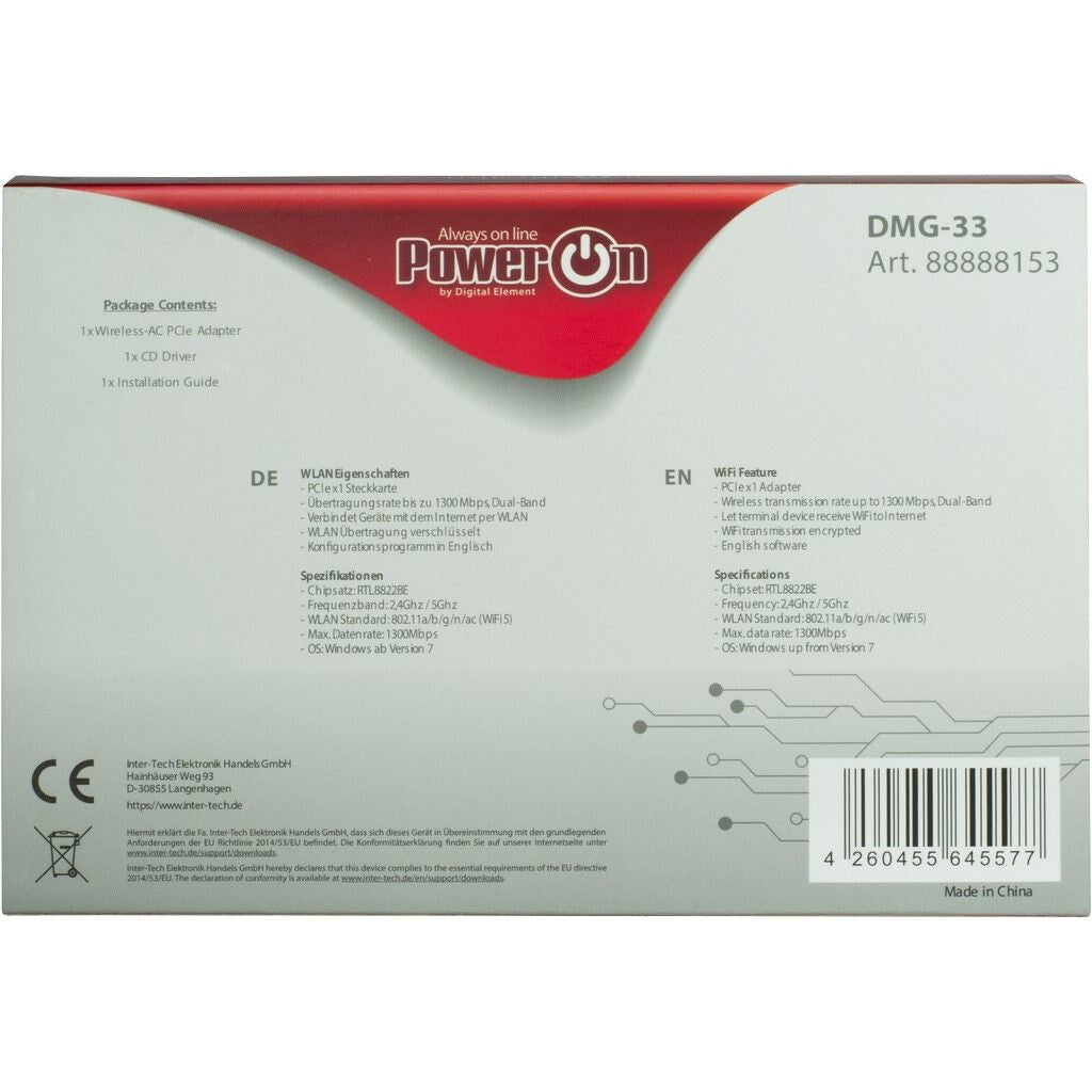 Inter-Tech DMG-33 Intern WLAN 1300 Mbit/s