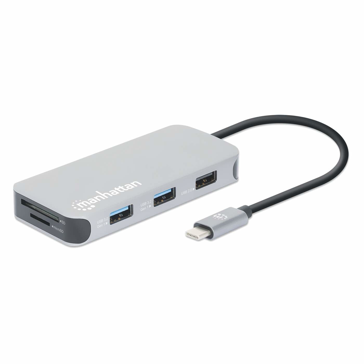 Manhattan 130615 dockningsstationer för bärbara datorer Kabel USB 3.2 Gen 1 (3.1 Gen 1) Type-C Gjuten aluminium