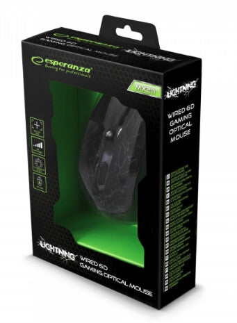 Esperanza EGM211R datormöss Spela högerhand USB Type-A Optisk 2400 DPI