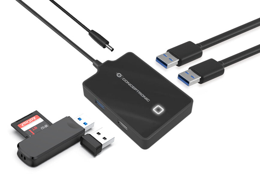 Conceptronic HUBBIES10B dockningsstationer för bärbara datorer USB 3.2 Gen 1 (3.1 Gen 1) Type-A Svart