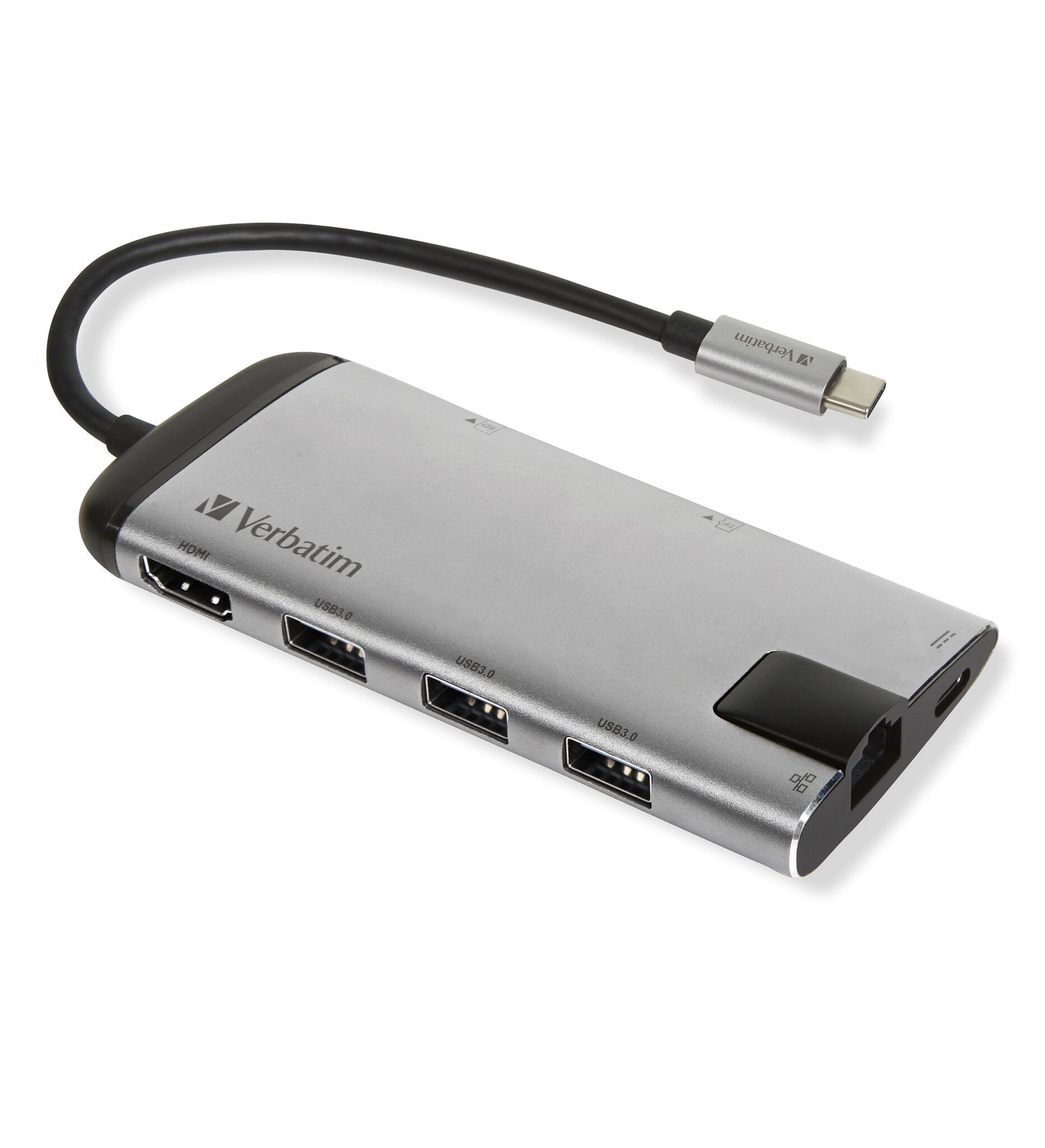 Verbatim 49142 dockningsstationer för bärbara datorer USB 3.2 Gen 1 (3.1 Gen 1) Type-C Svart, Silver