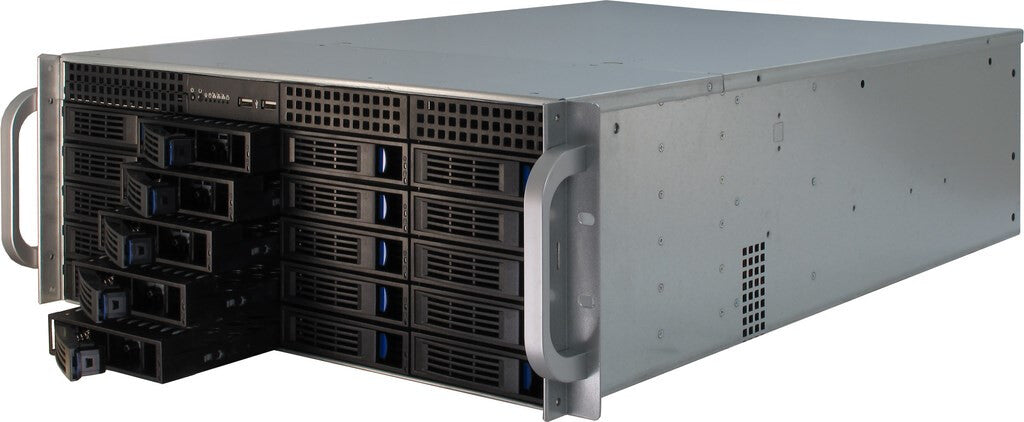 Inter-Tech IPC 4U-4420 Ställning Blå, Rostfritt stål
