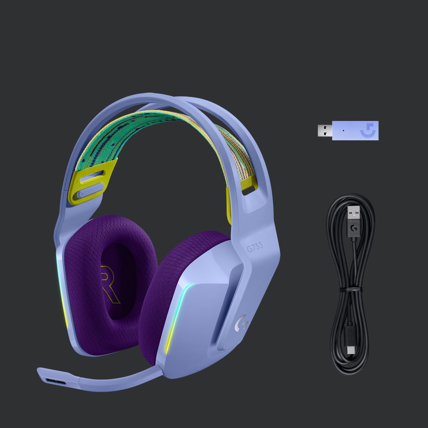 Logitech G 981-000890 hörlur och headset Trådlös Huvudband Spela lila