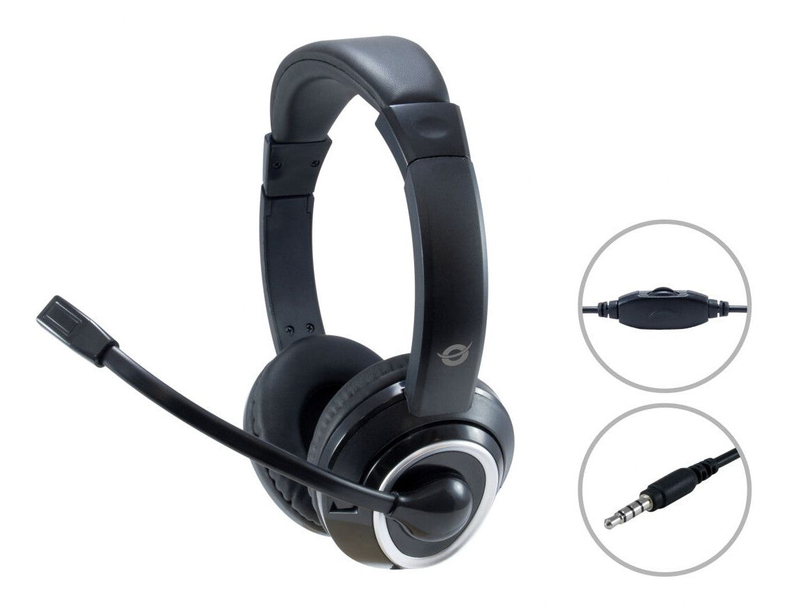 Conceptronic POLONA02B hörlur och headset Kabel Huvudband Spela Svart