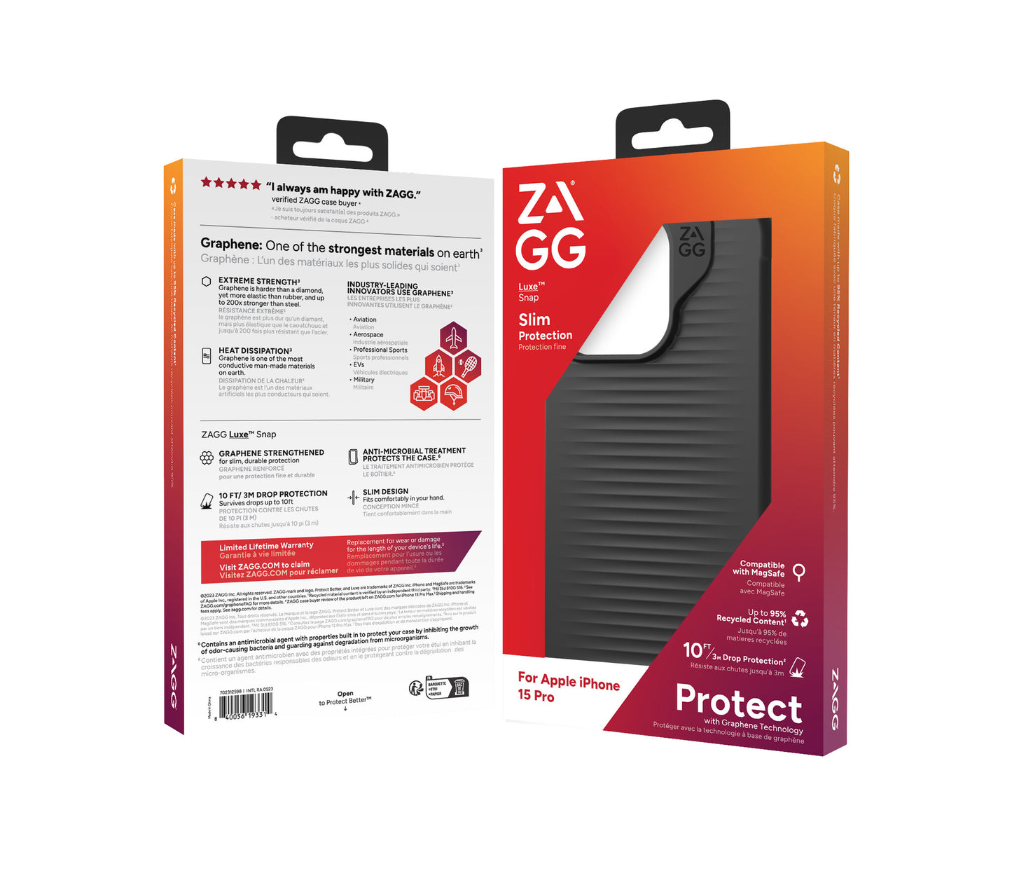 ZAGG Cases Luxe Snap PCR Apple iPhone 15 Pro Black EN/FR