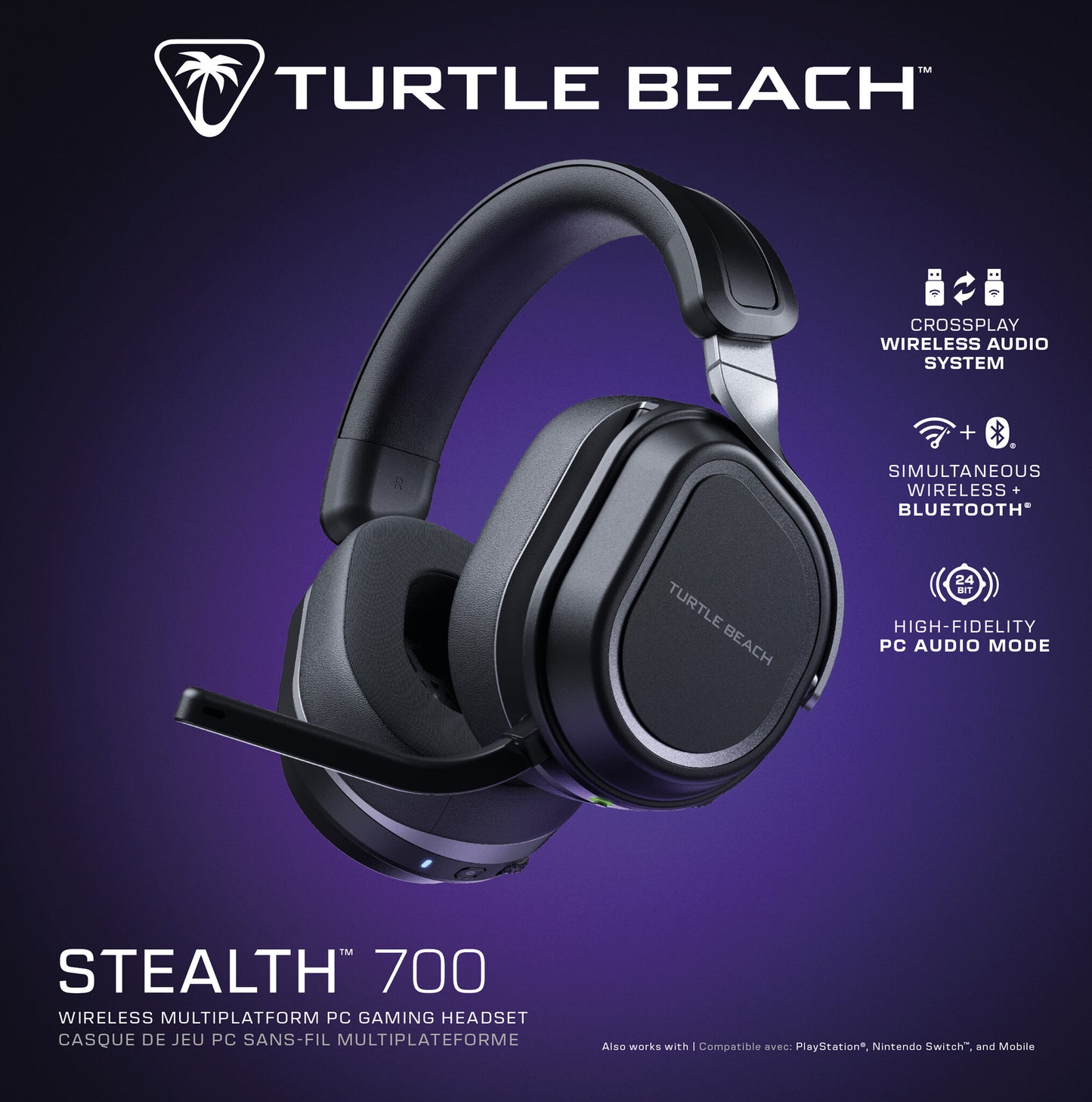 Turtle Beach Stealth 700 Headset Kabel Huvudband Spela Bluetooth Svart, Grå