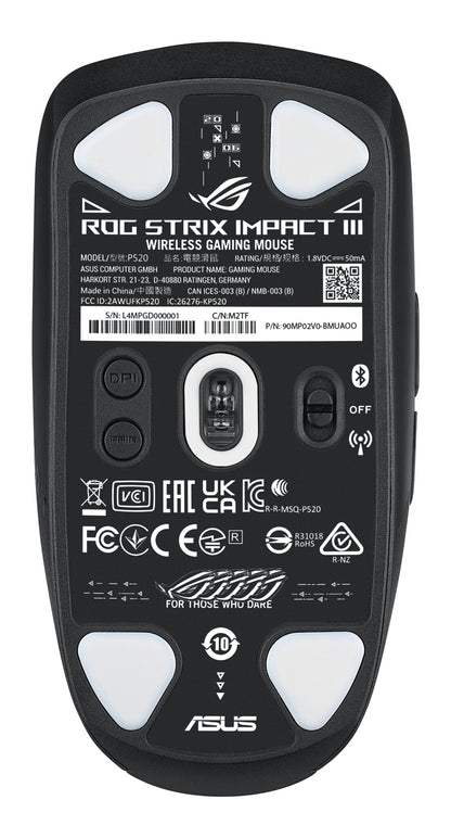 ASUS ROG Strix Impact III Wireless datormöss Spela Ambidextrous Trådlös RF + Bluetooth Optisk 36000 DPI