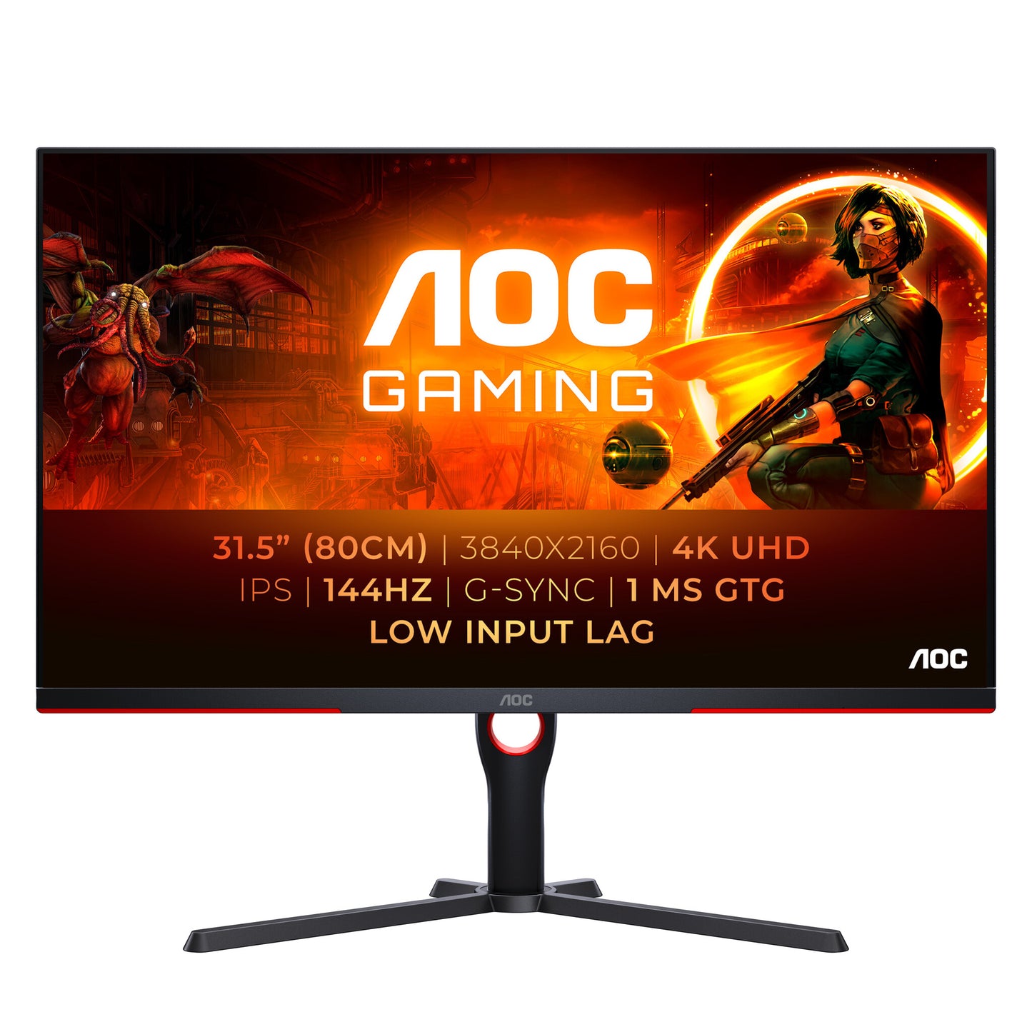 AOC G3 U32G3X/BK LED display 80 cm (31.5") 3840 x 2160 pixlar 4K Ultra HD Svart, Röd