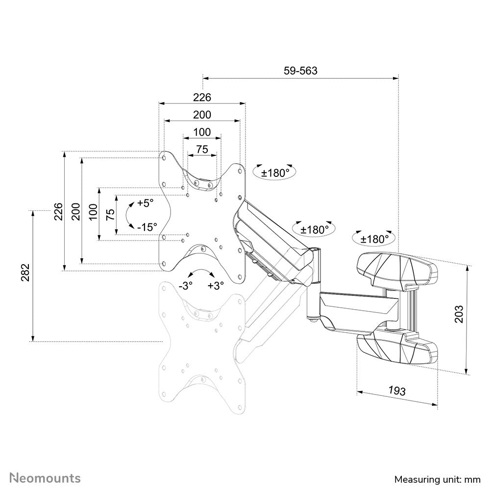 Neomounts WL70-550BL12 tv-fäste 106,7 cm (42") Svart