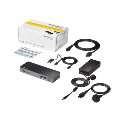 StarTech.com USB-C- och USB-A-dockningsstation ‒ hybrid universell dockningsstation för bärbar dator med dubbelskärm för 4K vid 60 Hz samt HDMI och DisplayPort ‒ USB 3.1 Gen 1-hubb, GbE ‒ strömförsörjning på 60 W ‒ Windows, Mac och Chrome