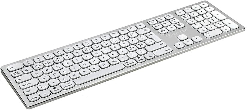 Voxicon DK-295BWL-WHT tangentbord Universal RF Trådlös QWERTY Nordic Vit, Silver