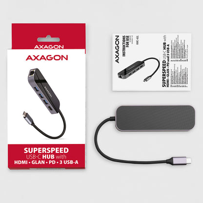 Axagon HMC-6GL dockningsstationer för bärbara datorer Kabel USB 3.2 Gen 1 (3.1 Gen 1) Type-C Svart, Grå