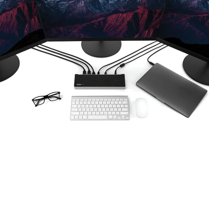 StarTech.com 4K USB-C-docka för tre skärmar med 5 USB 3.0-portar - 100W PD