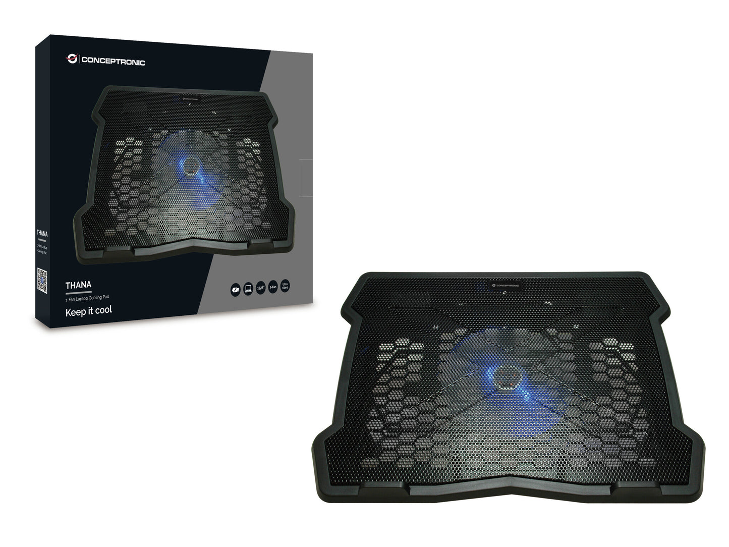 Conceptronic THANA05B kylningsdynor för bärbara datorer 39,6 cm (15.6") Svart