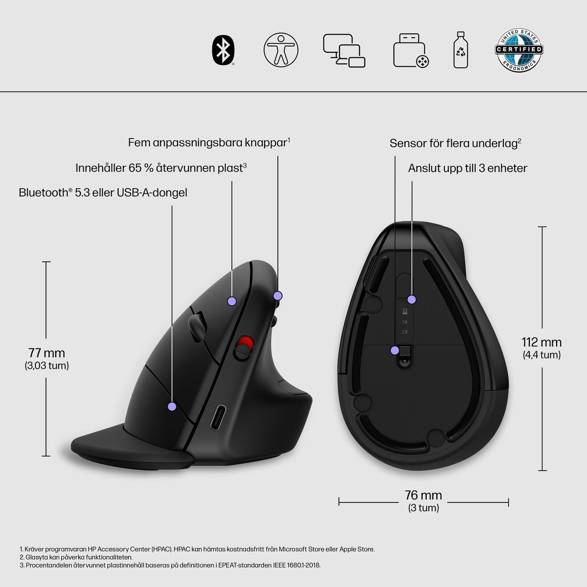 HP 925 ergonomisk vertikal mus