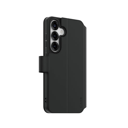 PanzerGlass CARE by ® Feature Wallet Case w. Kickstand Samsung Galaxy S25 mobiltelefonfodral Omslag Svart