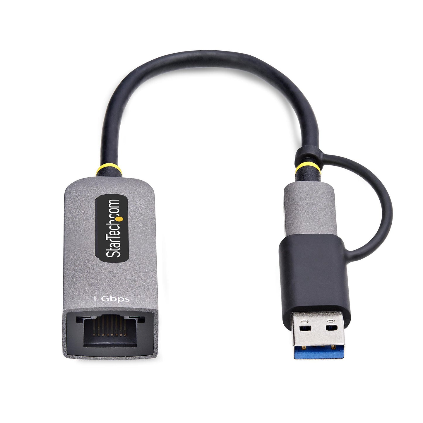 StarTech.com USB-C till Ethernet-adapter med USB-A-dongel, 10/100/1 000 Mbps, USB 3.0 till Gigabit Ethernet-nätverksadapter, 15 cm ansluten kabel, USB GbE-adapter