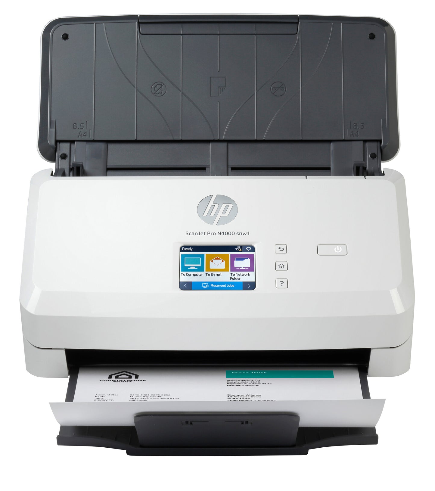 HP ScanJet Pro N4000 snw1 Arkmatad skanner 600 x 600 DPI A4 Svart, Vit