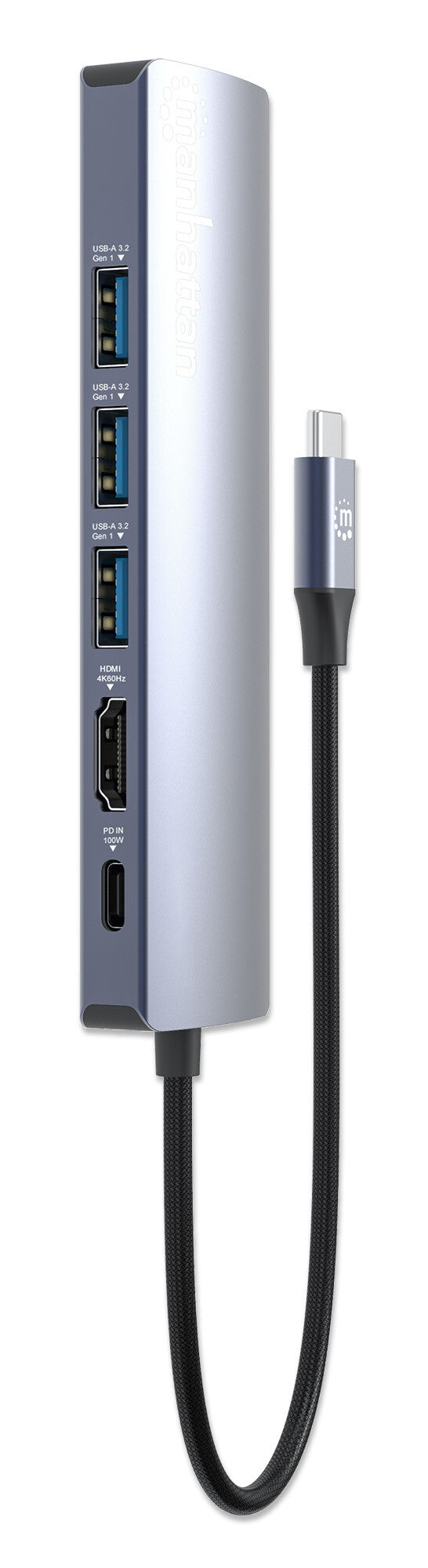 Manhattan 153959 dockningsstationer för bärbara datorer Kabel USB 3.2 Gen 1 (3.1 Gen 1) Type-C Silver