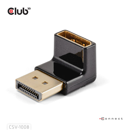 CLUB3D DISPLAYPORT MALE TO DISPLAYPORT 1.4 FEMALE 90 DEGREE ANGLED ADAPTER 4K120HZ M/F - Adapter