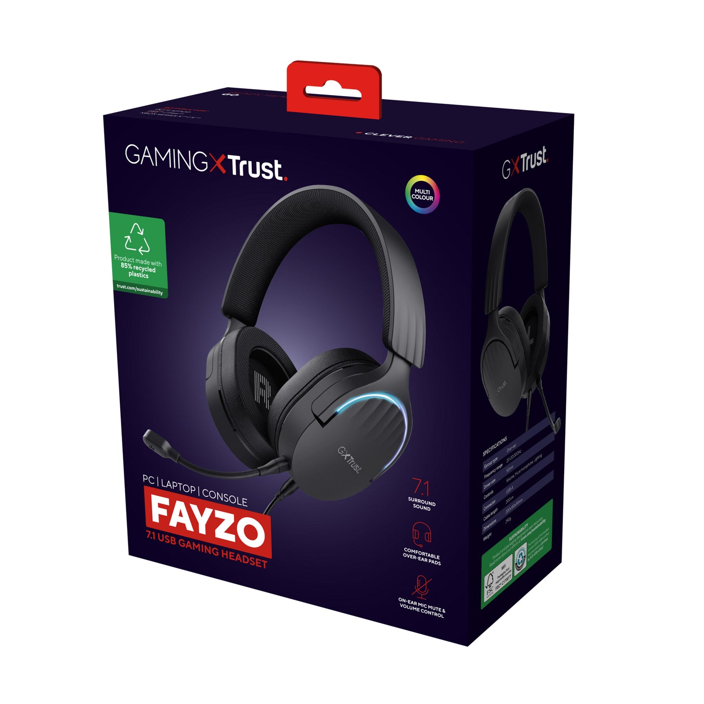 Trust GXT 490 FAYZO Headset Kabel Huvudband Spela USB Type-A Svart