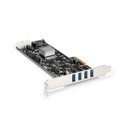 StarTech.com PCI Express (PCIe) SuperSpeed USB 3.0-kortadapter med 4 portar och 4 dedicerade kanaler på 5 Gbps – UASP – SATA/LP4-ström