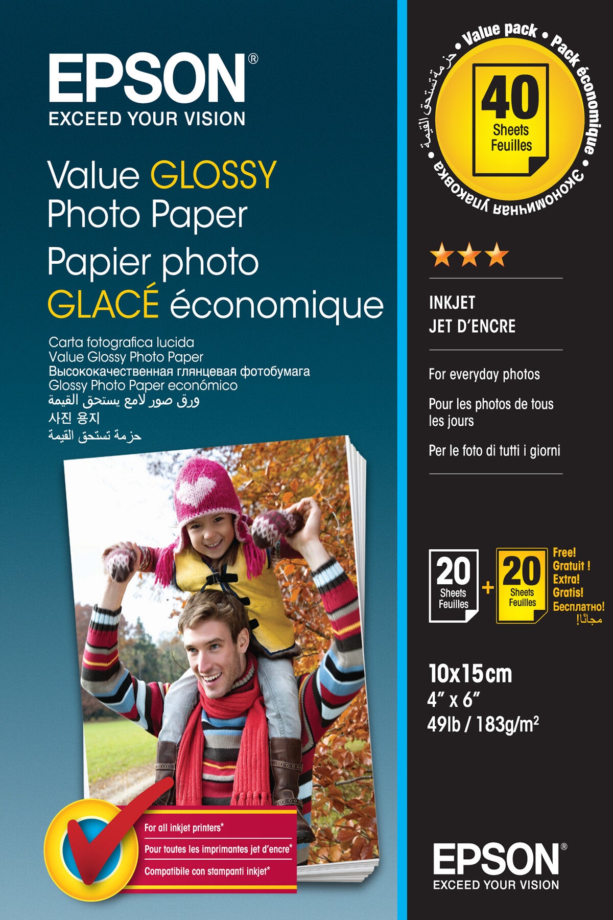 Epson Value Glossy Photo Paper - 10x15cm - 2x 20 Ark