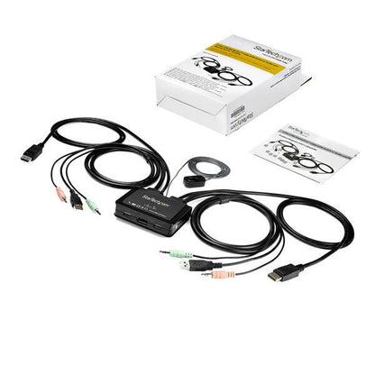 StarTech.com 2 Port USB 4K60Hz DisplayPort KVM-switch med inbyggda kablar