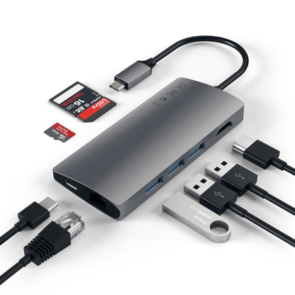 Satechi Multi-Port Adapter V2 Dock st. USB 3.2 Gen 1 (3.1 Gen 1) Type-C Grå