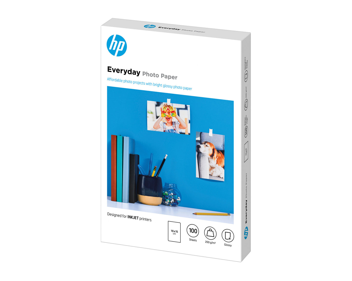 HP Everyday Photo-papper, glättat, 200 g/m2, 10 x 15 cm (101 x 152 mm), 100 ark