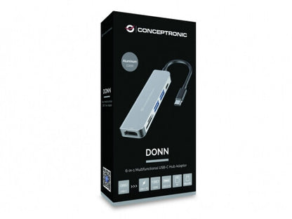 Conceptronic DONN02G dockningsstationer för bärbara datorer USB 3.2 Gen 1 (3.1 Gen 1) Type-C Gjuten aluminium