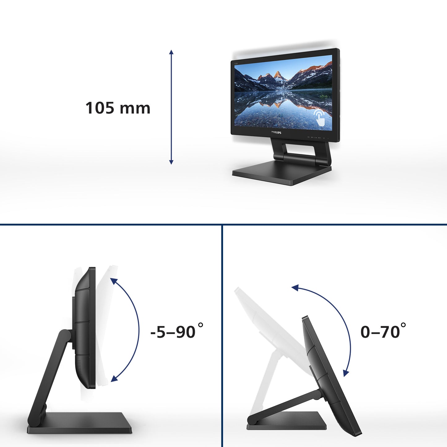 Philips 162B9T/00 platta pc-skärmar 39,6 cm (15.6") 1366 x 768 pixlar HD LCD Pekskärm Svart