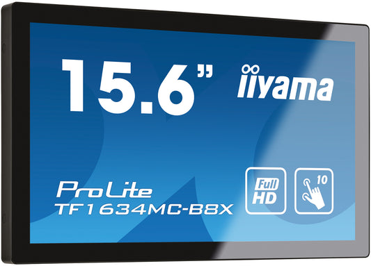 iiyama ProLite TF1634MC-B8X platta pc-skärmar 39,6 cm (15.6") 1920 x 1080 pixlar Full HD LED Pekskärm Flera användare Svart