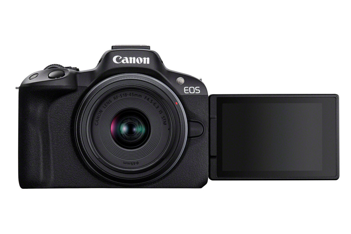 Canon EOS R50, Black + RF-S 18-45mm F4.5-6.3 IS STM Kit MILC 24,2 MP CMOS 6000 x 4000 pixlar Svart