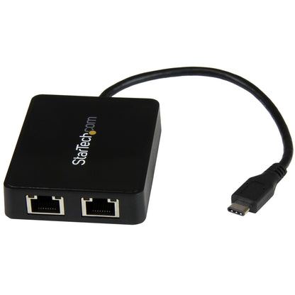 StarTech.com USB-C till dubbel Gigabit Ethernet-adapter med USB-port (Type-A)
