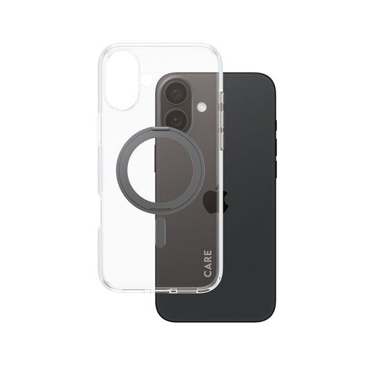 PanzerGlass CARE by ® Feature Case Transparent w. Black Kickstand & MagSafe iPhone 16 Plus mobiltelefonfodral Omslag Svart