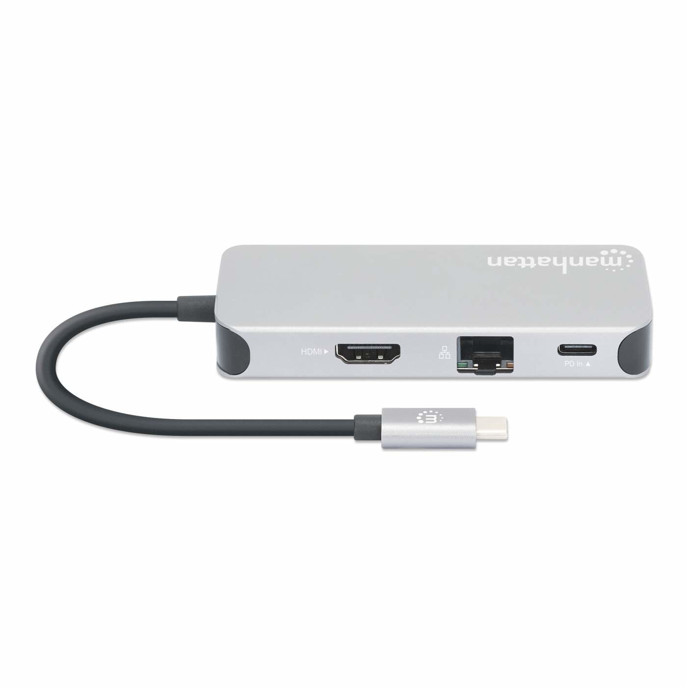 Manhattan 130615 dockningsstationer för bärbara datorer Kabel USB 3.2 Gen 1 (3.1 Gen 1) Type-C Gjuten aluminium