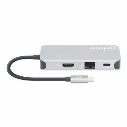 Manhattan 130615 dockningsstationer för bärbara datorer Kabel USB 3.2 Gen 1 (3.1 Gen 1) Type-C Gjuten aluminium