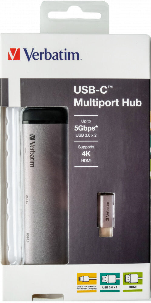 Verbatim 49140 dockningsstationer för bärbara datorer USB 3.2 Gen 1 (3.1 Gen 1) Type-C