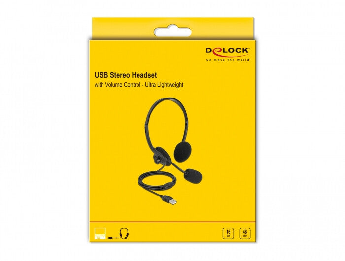 DeLOCK 27178 hörlur och headset Kabel Huvudband Kontor/callcenter USB Type-A Svart