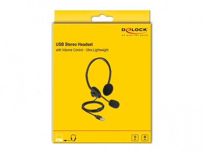 DeLOCK 27178 hörlur och headset Kabel Huvudband Kontor/callcenter USB Type-A Svart