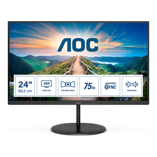 AOC V4 Q24V4EA LED display 60,5 cm (23.8") 2560 x 1440 pixlar 2K Ultra HD Svart