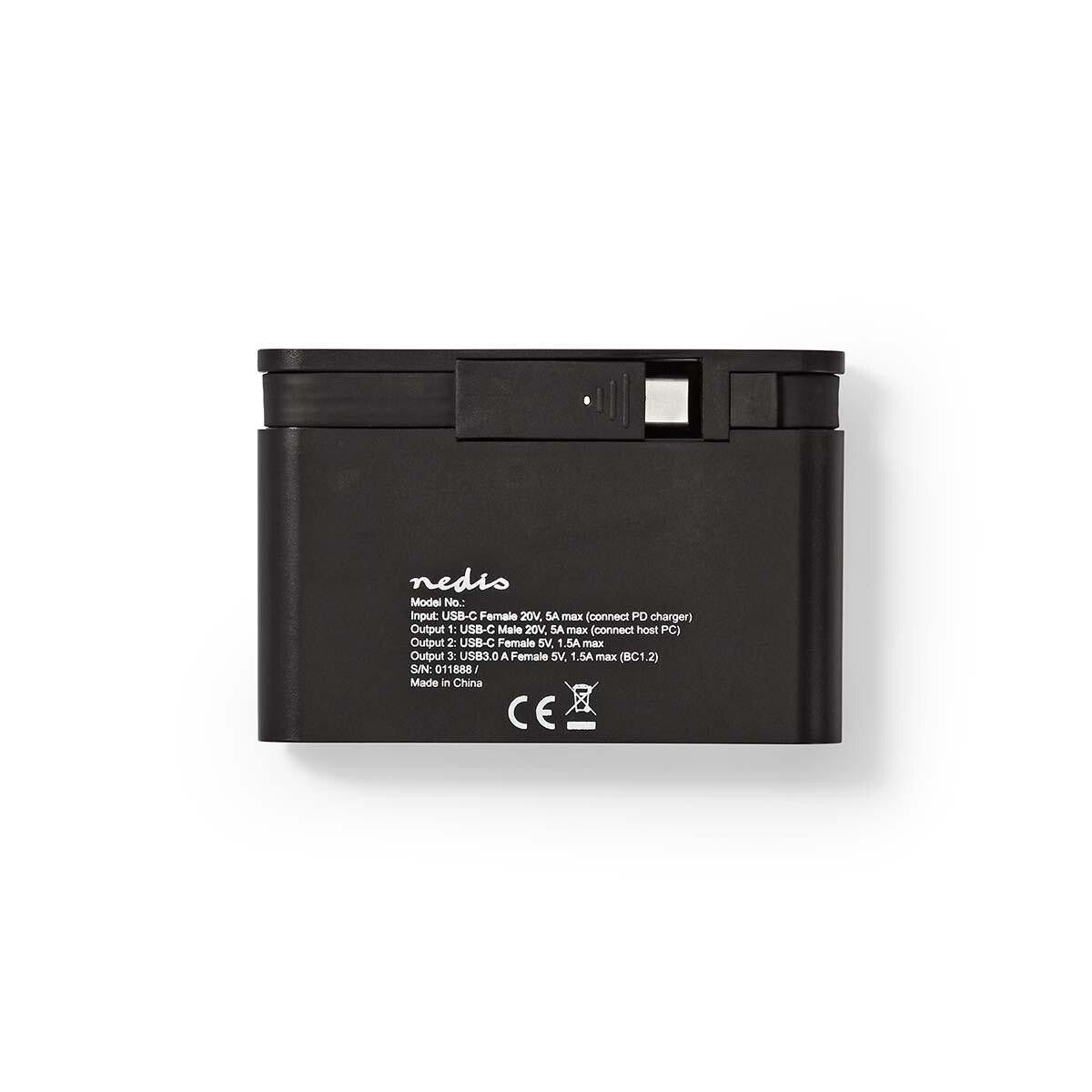 Nedis TCARF240BK dockningsstationer för bärbara datorer USB 3.2 Gen 1 (3.1 Gen 1) Type-C Svart