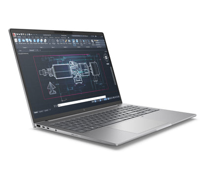 HP ZBook 8 G1i Intel Core Ultra 7 265H Mobil arbetsstation 40,6 cm (16") WQXGA 64 GB DDR5-SDRAM 1 TB SSD NVIDIA RTX 500 Ada Wi-Fi 7 (802.11be) Windows 11 Pro Silver