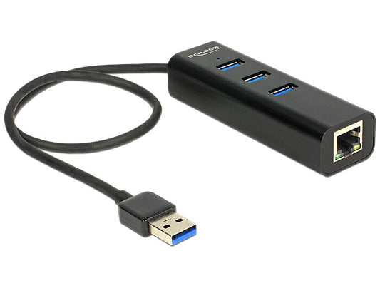 DeLOCK 62653 dockningsstationer för bärbara datorer Kabel USB 3.2 Gen 1 (3.1 Gen 1) Type-A Svart
