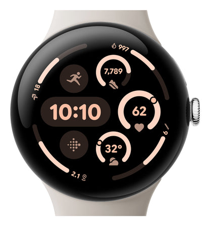 Google Pixel Watch 3 AMOLED 45 mm Digital Pekskärm Silver Wi-Fi GPS