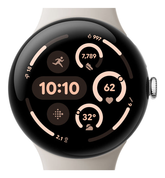 Google Pixel Watch 3 AMOLED 45 mm Digital Pekskärm Silver Wi-Fi GPS