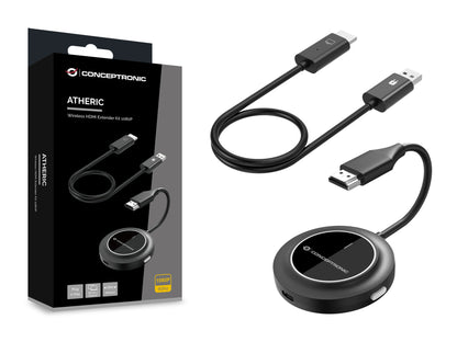 Conceptronic ATHERIC02B trådlös bildskärmsadapter HDMI/USB Full HD Dongel