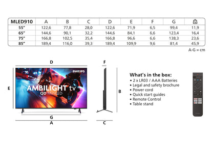 Philips 75MLED910/12 TV-apparat 190,5 cm (75") 4K Ultra HD Smart-TV Wi-Fi Svart