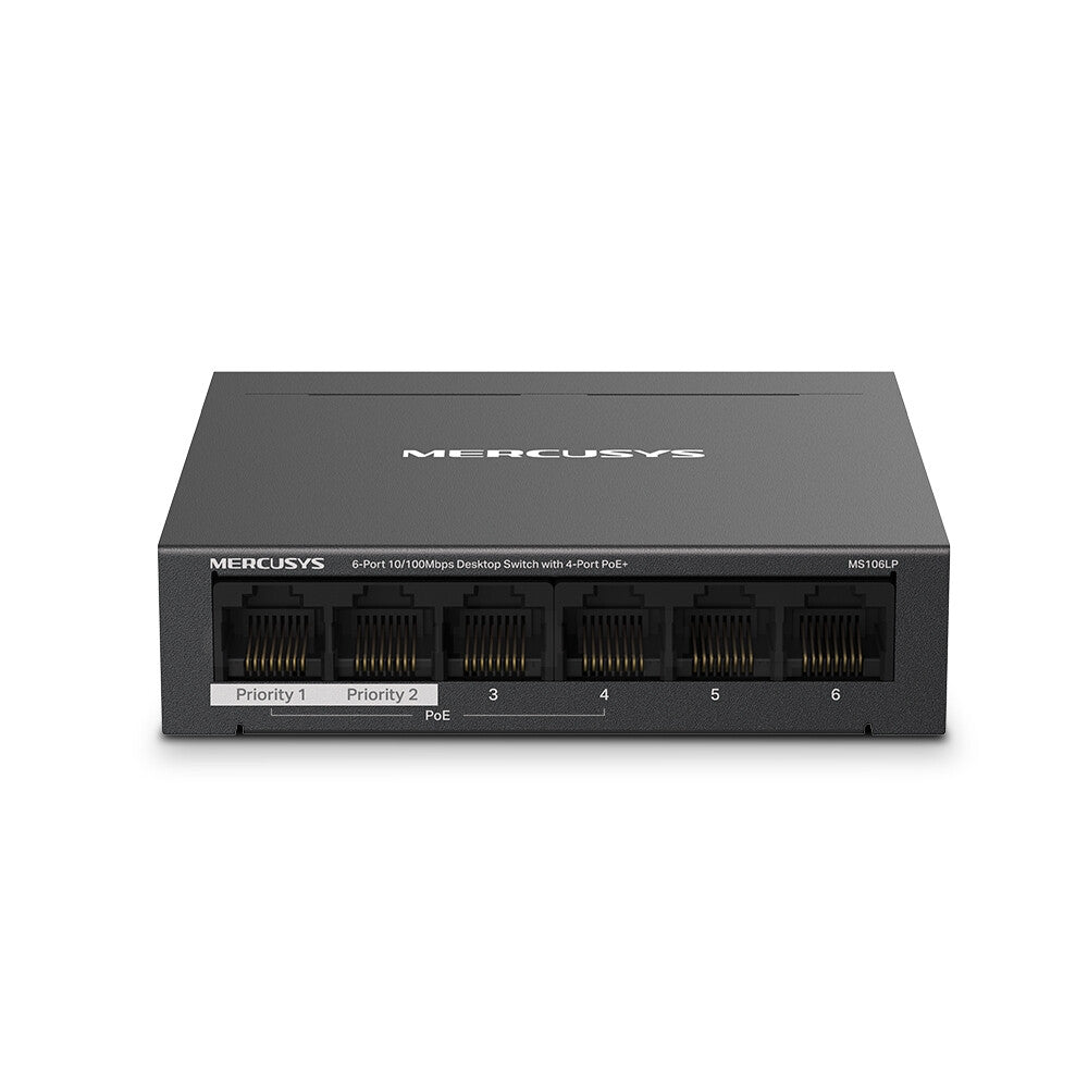 Mercusys MS106LP nätverksswitchar hanterad Fast Ethernet (10/100) Strömförsörjning via Ethernet (PoE) stöd Svart